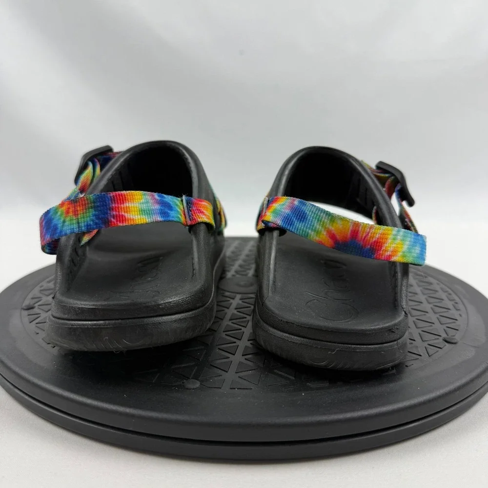 Chaco Chillos Kids‎ Junior 4 Rainbow Tie Dye Black Slide Sandals J107383